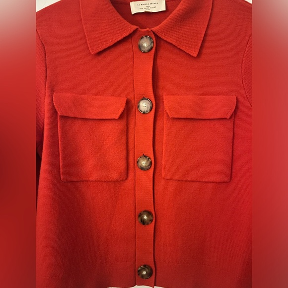 Sezane Betty Sweater and Caridgan in Red Coral - Picture 5 of 7